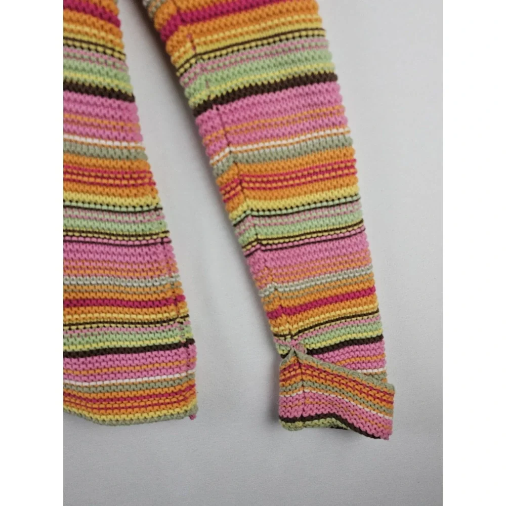 Vintage GAP Kids‎ Crochet Knitted Rainbow Button Up Jacket Hoodie Girls XL 2005